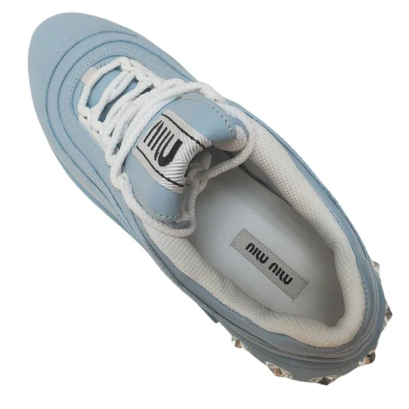 Miu Miu Women's Crystal-Embellished Chunky Sneakers Cielo Light Blue